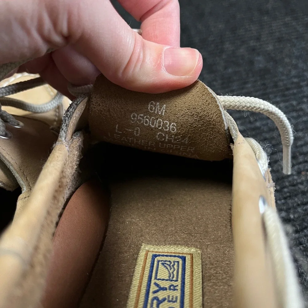 Sperry Top-Sider Boat Shoes Youth 6M Tan Leather Nautical Loafers preppy slipon